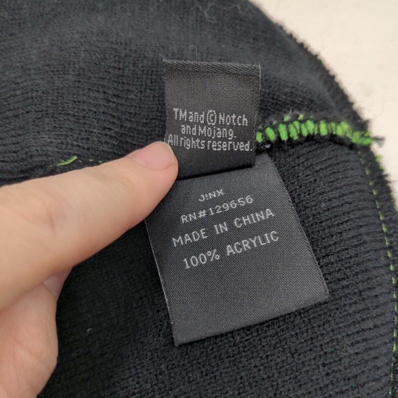 Jinx Boy's Knit Minecraft Beanie Cap Hat Green Creeper 100% Acrylic - Picture 9 of 10